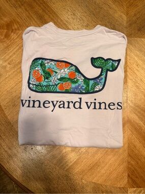 Vineyard Vines Light Purple Tee with Floral Orange Whale